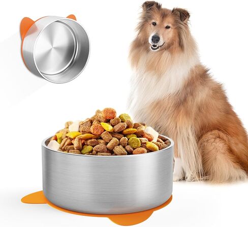 Stainless Steel Dog Bowls Large Breed, Large Dog Water Bowl with Non-Slip Rubber, Dog Food Bowl for Large Dogs, Double Wall Metal Dog Bowls Medium Sized Dog, Durable Dog Dish, Dishwasher Safe 64oz in Saudi Arabia