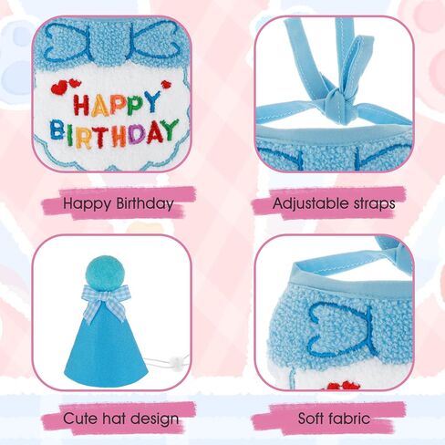 Cat Birthday Hat and Bib, Cat Birthday Bandana Outfit Cat Party Hat Scarf Set Pet Decoration Set for Cat Puppy Kitten Birthday Party Decorations(Blue) in Saudi Arabia