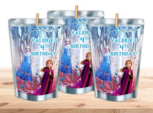 Freeze Waterproof Juice Pouch Labels - 12-Pack - Fits Most Brands, Perfect for Parties! (Elsa & Anna Custom) in Saudi Arabia