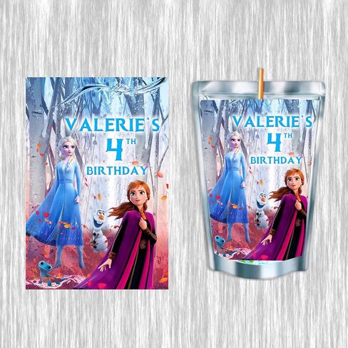Freeze Waterproof Juice Pouch Labels - 12-Pack - Fits Most Brands, Perfect for Parties! (Elsa & Anna Custom) in Saudi Arabia