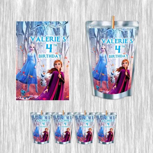 Freeze Waterproof Juice Pouch Labels - 12-Pack - Fits Most Brands, Perfect for Parties! (Elsa & Anna Custom) in Saudi Arabia