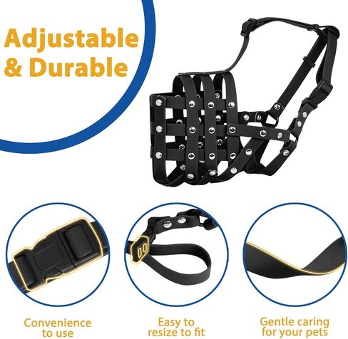BARKLESS Dog Muzzle, Soft PVC Basket Muzzle for Medium Large Sized Dogs with Long Snout, Breathable Muzzle to Prevent Biting, Scavenging for Doberman, German Shepherd, Aggressive Breeds, Grooming in Saudi Arabia