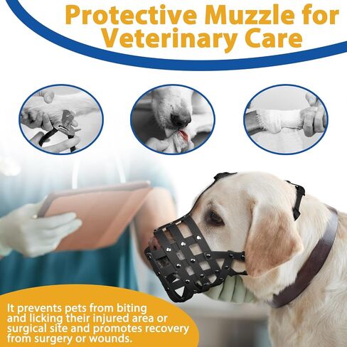 BARKLESS Dog Muzzle, Soft PVC Basket Muzzle for Medium Large Sized Dogs with Long Snout, Breathable Muzzle to Prevent Biting, Scavenging for Doberman, German Shepherd, Aggressive Breeds, Grooming in Saudi Arabia