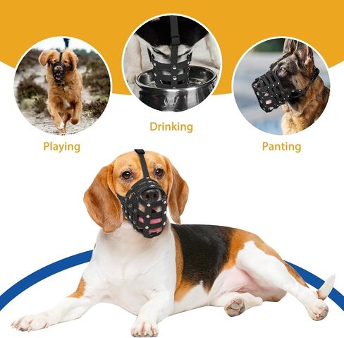 BARKLESS Dog Muzzle, Soft PVC Basket Muzzle for Medium Large Sized Dogs with Long Snout, Breathable Muzzle to Prevent Biting, Scavenging for Doberman, German Shepherd, Aggressive Breeds, Grooming in Saudi Arabia