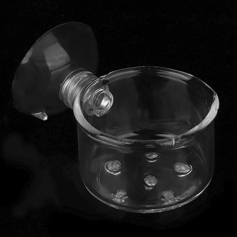 Aquarium Red Worm Fish Feeder Transparent Suction Cup Fish Feeding Cup Food Container for Feeding Shrimp Fish(Glass Hole Cup) in Saudi Arabia