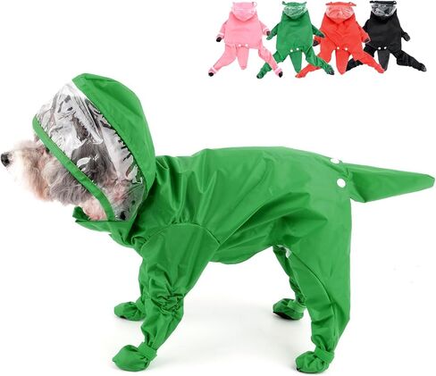 Zunea Waterproof Dog Raincoat with Hood for Small Dogs Rain Poncho Jumpsuit with Rain Boots Puppy Hooded Slicker Rainwear Four-legged Pet Rain Jacket for Walking Pink M in Saudi Arabia