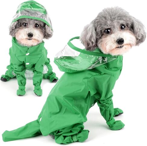 Zunea Waterproof Dog Raincoat with Hood for Small Dogs Rain Poncho Jumpsuit with Rain Boots Puppy Hooded Slicker Rainwear Four-legged Pet Rain Jacket for Walking Pink M in Saudi Arabia