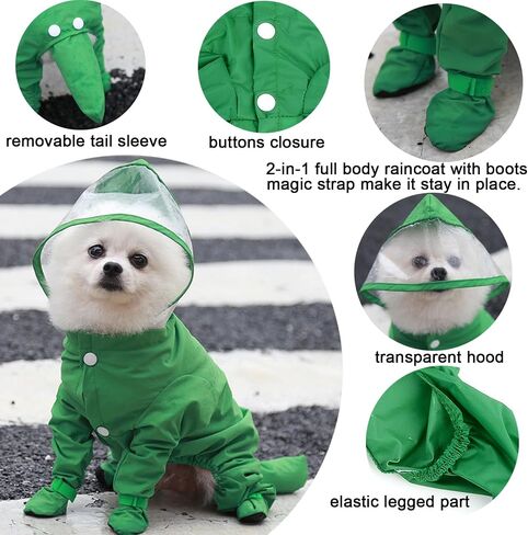 Zunea Waterproof Dog Raincoat with Hood for Small Dogs Rain Poncho Jumpsuit with Rain Boots Puppy Hooded Slicker Rainwear Four-legged Pet Rain Jacket for Walking Pink M in Saudi Arabia
