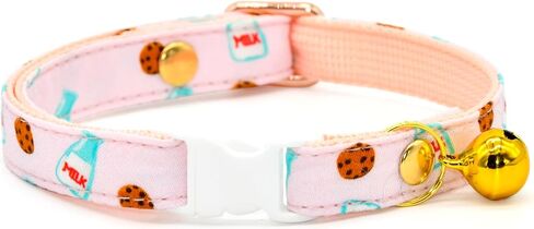 Foodie Cat Collar, Safety Breakaway Kitten Collar, Milk & Cookie Yellow Background, XXS (6" - 10") in Saudi Arabia