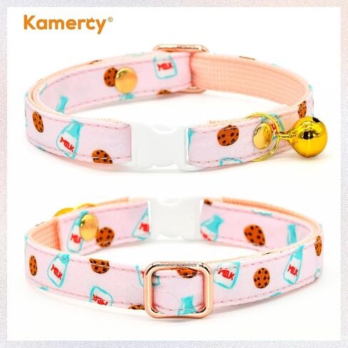 Foodie Cat Collar, Safety Breakaway Kitten Collar, Milk & Cookie Yellow Background, XXS (6" - 10") in Saudi Arabia