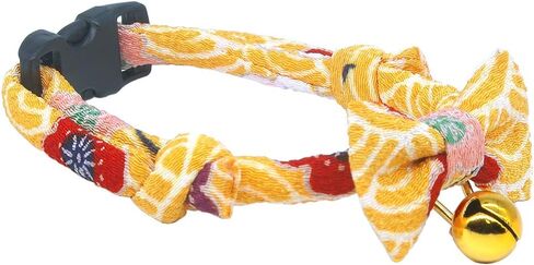 PetSoKoo Bowtie Cat Collar with Bell Breakaway, Japan Chirimen Fabric Golden Bell in Saudi Arabia