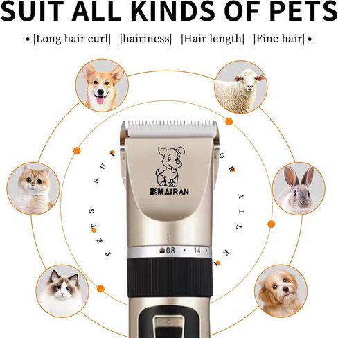MAIRAN Dogs Pet Shaver Low Noise USB Charging Cordless Dog Grooming Kit Electric Pet Hair Trimmer Pet Hair Trimmer Large Medium and Small Dog and Cat Animal Shaver (Gold) in Saudi Arabia