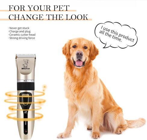 MAIRAN Dogs Pet Shaver Low Noise USB Charging Cordless Dog Grooming Kit Electric Pet Hair Trimmer Pet Hair Trimmer Large Medium and Small Dog and Cat Animal Shaver (Gold) in Saudi Arabia