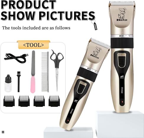 MAIRAN Dogs Pet Shaver Low Noise USB Charging Cordless Dog Grooming Kit Electric Pet Hair Trimmer Pet Hair Trimmer Large Medium and Small Dog and Cat Animal Shaver (Gold) in Saudi Arabia
