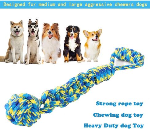 MQUMD Dog Rope Toy, Indestructible Cotton Ropes Dog Toy, Dental Cleaning and Teeth Care Dog Toy, Heavy Duty Dog Chew Toy, Interactive Tug of War Pet Toy for Large/Medium Aggressive Chewers Dog in Saudi Arabia