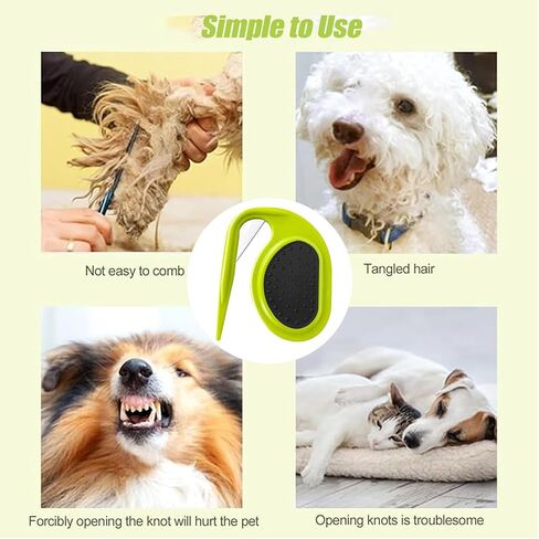 مشط عقد للحيوانات الأليفة، مشط عقد 3 في 1 للقطط، مشط لتصفيف شعر الكلاب والحيوانات الأليفة، أداة تساقط الكلاب والقطط، مشط لإزالة الشعر المتشابك والفضفاض in Kuwait