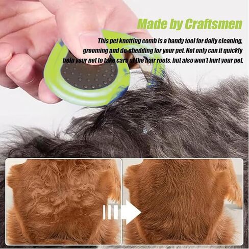 مشط عقد للحيوانات الأليفة، مشط عقد 3 في 1 للقطط، مشط لتصفيف شعر الكلاب والحيوانات الأليفة، أداة تساقط الكلاب والقطط، مشط لإزالة الشعر المتشابك والفضفاض in Kuwait