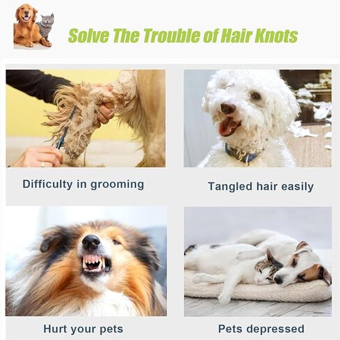 مشط عقد للحيوانات الأليفة، مشط عقد 3 في 1 للقطط، مشط لتصفيف شعر الكلاب والحيوانات الأليفة، أداة تساقط الكلاب والقطط، مشط لإزالة الشعر المتشابك والفضفاض in Kuwait