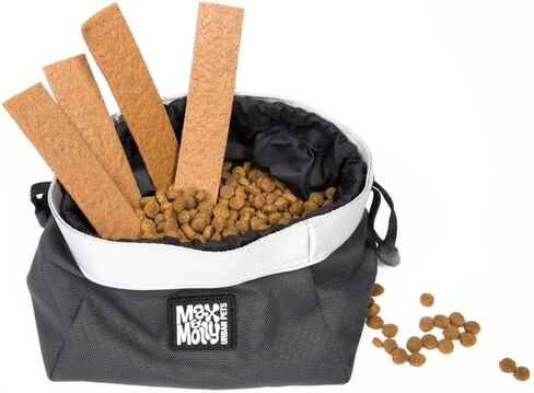 Max & Molly Collapsible Nylon Dog Travel Bowl, Portable Water and Feeder Pouch for Dogs, Waterproof Fabric, Grey in Saudi Arabia
