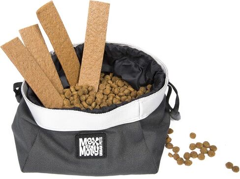 Max & Molly Collapsible Nylon Dog Travel Bowl, Portable Water and Feeder Pouch for Dogs, Waterproof Fabric, Grey in Saudi Arabia