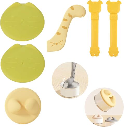 6 Pcs Pet Food Suppliers Can Lid& Can Opener,Cat Food Spoon for Wet Food & Dog Food Cover Lids for Cans,Multi-function Pet Can Opener,Silicone Feeding Cat Spoon in Kuwait
