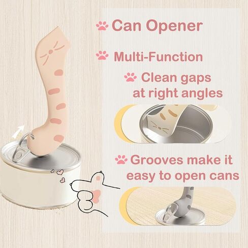 6 Pcs Pet Food Suppliers Can Lid& Can Opener,Cat Food Spoon for Wet Food & Dog Food Cover Lids for Cans,Multi-function Pet Can Opener,Silicone Feeding Cat Spoon in Kuwait