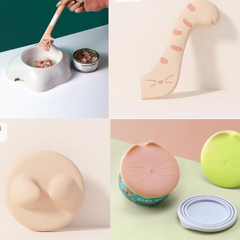 6 Pcs Pet Food Suppliers Can Lid& Can Opener,Cat Food Spoon for Wet Food & Dog Food Cover Lids for Cans,Multi-function Pet Can Opener,Silicone Feeding Cat Spoon in Kuwait