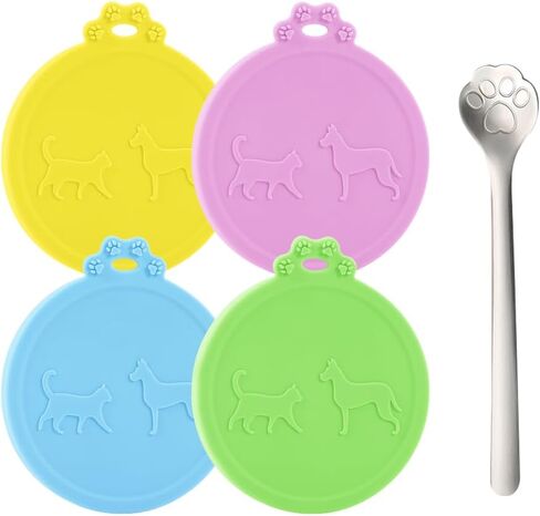 Pet Food Can Cover Silicone Can Lids for Dog and Cat Food，Universal Size,One fit 3 Standard Size Food Cans Pet Can Covers (Pack of 2 (Yellow + Orange)) in Saudi Arabia