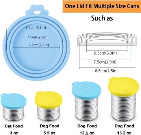 Pet Food Can Cover Silicone Can Lids for Dog and Cat Food，Universal Size,One fit 3 Standard Size Food Cans Pet Can Covers (Pack of 2 (Yellow + Orange)) in Saudi Arabia
