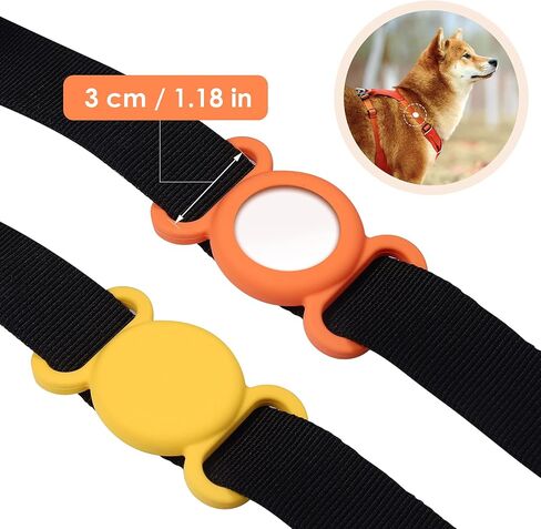 Airtag Dog Collar,Silicone Case for GPS Tracking Finder,Protective Cover Compatible with Apple Airtag,Safety and Anti-Lost,Dog Collar Cat Loop Holder Pet Accessories (Orange-Yellow) in Saudi Arabia