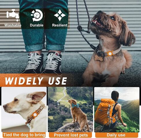 Airtag Dog Collar,Silicone Case for GPS Tracking Finder,Protective Cover Compatible with Apple Airtag,Safety and Anti-Lost,Dog Collar Cat Loop Holder Pet Accessories (Orange-Yellow) in Saudi Arabia