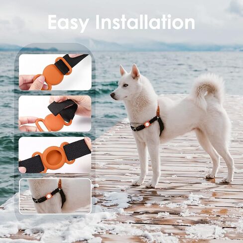 Airtag Dog Collar,Silicone Case for GPS Tracking Finder,Protective Cover Compatible with Apple Airtag,Safety and Anti-Lost,Dog Collar Cat Loop Holder Pet Accessories (Orange-Yellow) in Saudi Arabia