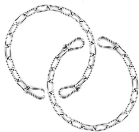 2pcs Gate Chain Links, 20 Inch Stainless Steel Outdoor Gate Chain Lock with Carabiners Security Gate Latch Chain Lock for Outside Fence, Yard, Barn, Horse, Goat, Dog Stall (Silver, 3mm Thick) in Saudi Arabia