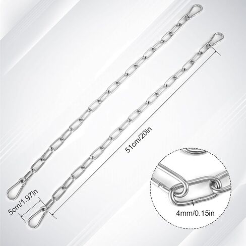 2pcs Gate Chain Links, 20 Inch Stainless Steel Outdoor Gate Chain Lock with Carabiners Security Gate Latch Chain Lock for Outside Fence, Yard, Barn, Horse, Goat, Dog Stall (Silver, 3mm Thick) in Saudi Arabia
