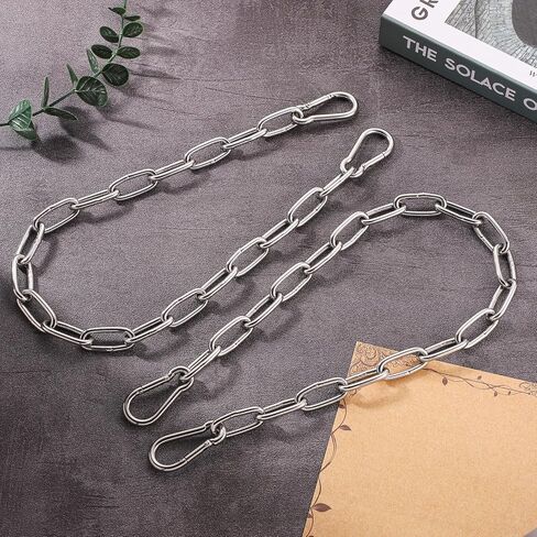 2pcs Gate Chain Links, 20 Inch Stainless Steel Outdoor Gate Chain Lock with Carabiners Security Gate Latch Chain Lock for Outside Fence, Yard, Barn, Horse, Goat, Dog Stall (Silver, 3mm Thick) in Saudi Arabia