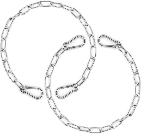 2pcs Gate Chain Links, 20 Inch Stainless Steel Outdoor Gate Chain Lock with Carabiners Security Gate Latch Chain Lock for Outside Fence, Yard, Barn, Horse, Goat, Dog Stall (Silver, 3mm Thick) in Saudi Arabia