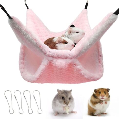 Yanmucy Rat Hammock Double-Layer Fleece Guinea Pig Hammock House Warm Soft Rat Hammocks for Cage Accessories Ferrets Hideout Ferret Hamster Hammock for Small Animal Playing Sleeping (Pink) in Saudi Arabia