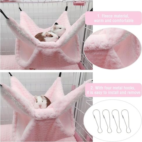 Yanmucy Rat Hammock Double-Layer Fleece Guinea Pig Hammock House Warm Soft Rat Hammocks for Cage Accessories Ferrets Hideout Ferret Hamster Hammock for Small Animal Playing Sleeping (Pink) in Saudi Arabia