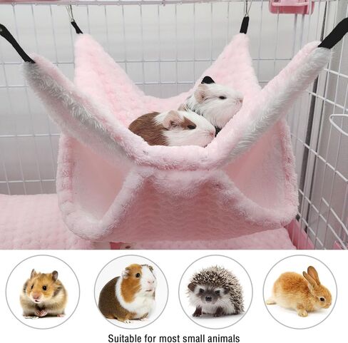 Yanmucy Rat Hammock Double-Layer Fleece Guinea Pig Hammock House Warm Soft Rat Hammocks for Cage Accessories Ferrets Hideout Ferret Hamster Hammock for Small Animal Playing Sleeping (Pink) in Saudi Arabia