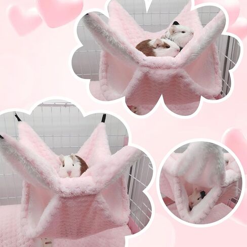 Yanmucy Rat Hammock Double-Layer Fleece Guinea Pig Hammock House Warm Soft Rat Hammocks for Cage Accessories Ferrets Hideout Ferret Hamster Hammock for Small Animal Playing Sleeping (Pink) in Saudi Arabia