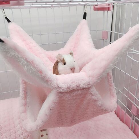 Yanmucy Rat Hammock Double-Layer Fleece Guinea Pig Hammock House Warm Soft Rat Hammocks for Cage Accessories Ferrets Hideout Ferret Hamster Hammock for Small Animal Playing Sleeping (Pink) in Saudi Arabia