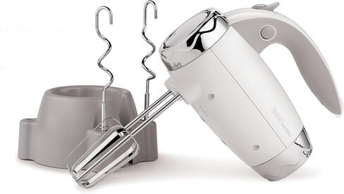 بيتي كروكر خلاط يدوي 7 سرعات، خلاط كهربائي 250 وات مع مضارب وخطافات عجين، خلاط يدوي كهربائي مريح للمنزل والمطبخ مع حامل ومقبض ناعم الملمس، فضي in Kuwait
