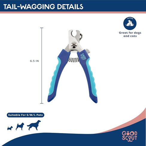 Good Scout Small Pet Nail Clippers, Best Dog Nail Trimmers & Cat Nail Trimmers, Non-Slip Handle Canine Nail Clippers with Stainless Steel Strong Blades for Quick & Easy Nail Trimming, 4.9-Inch in Saudi Arabia
