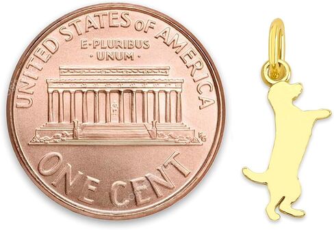 سحر صورة ظلية للكلب من الذهب عيار 10/14 قيراط - قلادة بمخطط الكلاب مع حلقة قفز، إكسسوار مجوهرات لمحبي الحيوانات الأليفة (14 قيراط) in Kuwait