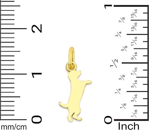 سحر صورة ظلية للكلب من الذهب عيار 10/14 قيراط - قلادة بمخطط الكلاب مع حلقة قفز، إكسسوار مجوهرات لمحبي الحيوانات الأليفة (14 قيراط) in Kuwait