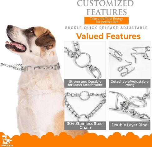 No Pull Collar for dogs Medium-Adjustable 55Cmx3.0mm Training Collar for Dogs with 9-Link for Customized Fit in Saudi Arabia