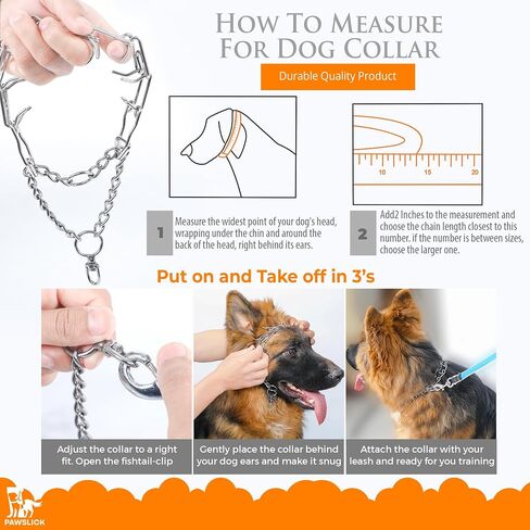 No Pull Collar for dogs Medium-Adjustable 55Cmx3.0mm Training Collar for Dogs with 9-Link for Customized Fit in Saudi Arabia