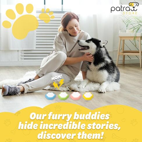 Patraw Rechargeable Dog Buttons Talk – Dog Buttons for Communication – 4-Pcs Recordable Button Set – Voice Recording Button Set – Cat and Dog Speaking Buttons for Training in Saudi Arabia