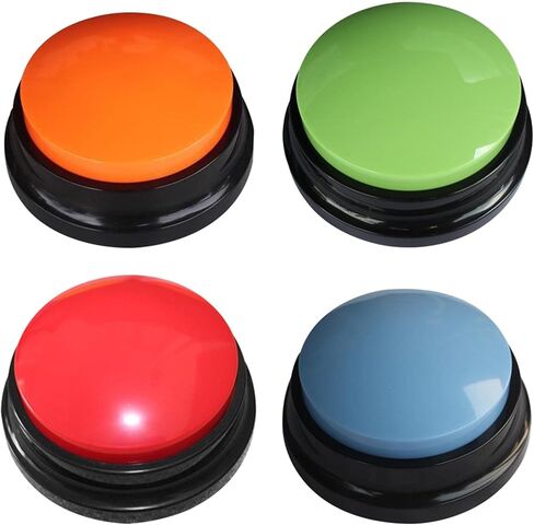 أزرار للكلاب للاتصال، 4 أزرار تسجيل صوتي ملونة، طنان تدريب الكلاب الأليفة، زر صغير واضح للتحدث لمدة 30 ثانية، تسجيل وتشغيل مضحك للكلاب والقطط (الحجم: 3.54 × 1.57 بوصة) in Kuwait