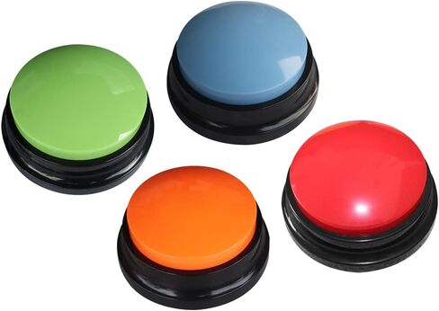 أزرار للكلاب للاتصال، 4 أزرار تسجيل صوتي ملونة، طنان تدريب الكلاب الأليفة، زر صغير واضح للتحدث لمدة 30 ثانية، تسجيل وتشغيل مضحك للكلاب والقطط (الحجم: 3.54 × 1.57 بوصة) in Kuwait